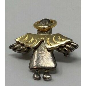 Angel Pin Brooch Vintage Signed IMO 95 Two-tone Gold Tone Silver Tone